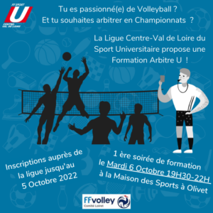 Formation Arbitres U Volley ! 1ère soirée @ Maison des Sports Salle Pierre de Coubertin | Olivet | Centre-Val de Loire | France